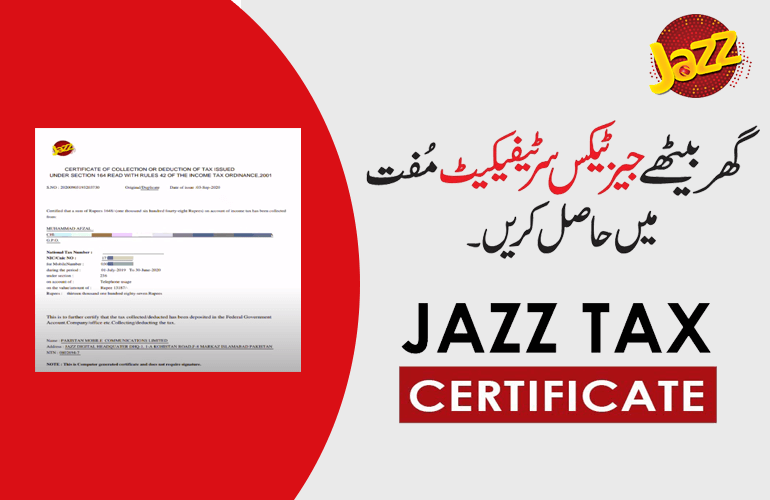 Jazz Tax Certificate