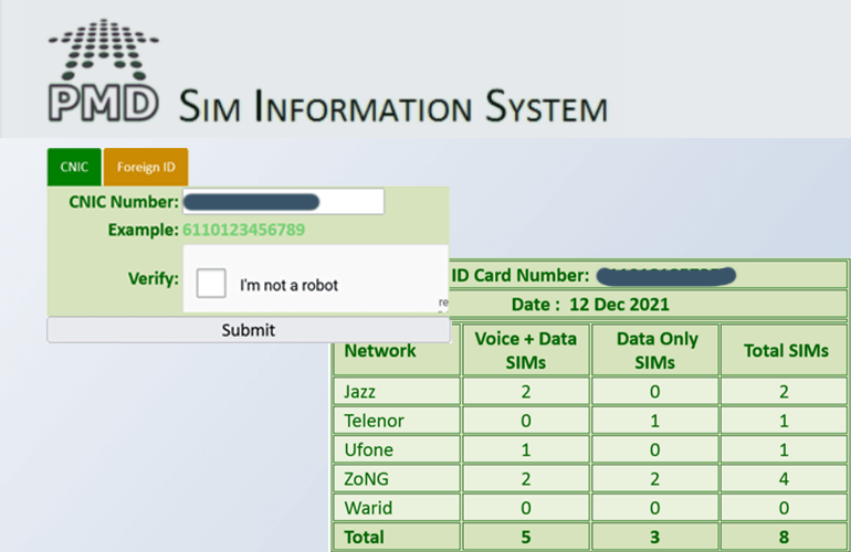668 PTA SIM Information System