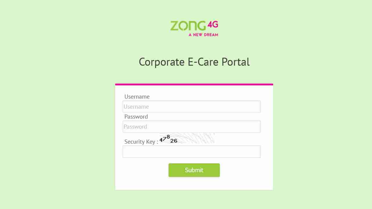 Zong eCare Login to Manage Account Call, SMS & Internet History